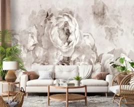 fototapeta-strukturalna-kwiaty-beton-imitacja-3d