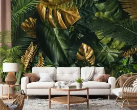 tapeta-winylowa-do-salonu-lisci-monstera-na-wymiar
