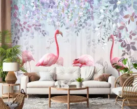 fototapeta-na-flizelinie-liscie-flamingi-na-wymiar