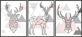 zestaw-plakatow-postery-3x-50x70-jelen-abstrakt