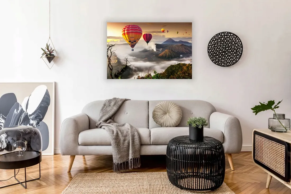 obraz-na-plotnie-gory-bromo-balony-widok-100x70-cm