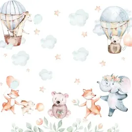 naklejka-scienna-mis-zwierzeta-balony-boho-naklejka-dla-dzieci-90x60cm