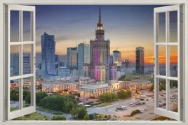 fototapeta-okno-krajobraz-palac-kultury-warszawa
