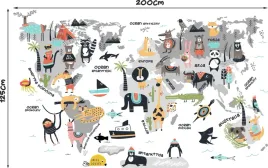 naklejka-mapa-swiata-zwierzeta-dla-dzieci-200cm-pl