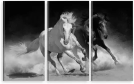 tryptyk-obraz-do-salonu-czarno-bialy-konie-galop