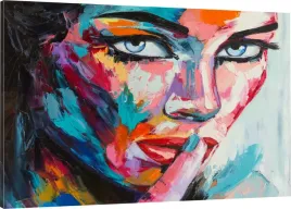 obraz-na-plotnie-twarz-kobieta-kolory-70x50