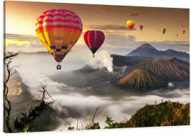 obraz-na-plotnie-gory-bromo-balony-widok-120x80-cm