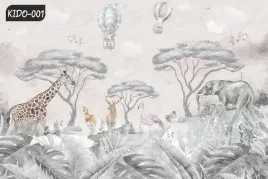 fototapeta-zwierzeta-balony-safari-dziecko-las