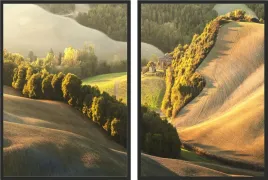 obraz-plakat-dyptyk-60x40-toskania-wzgorza-pole