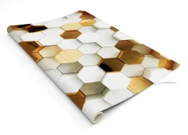 okleina-laminowana-biala-zlote-heksagony-120x60cm