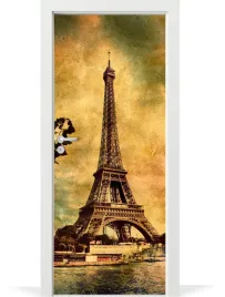 folia-fototapeta-na-drzwi-retro-wieza-eiffela