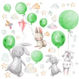 naklejki-na-sciane-kroliczki-balony-dzieci-zielone