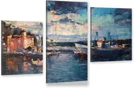 tryptyk-obraz-na-sciane-port-morze-jak-malowany