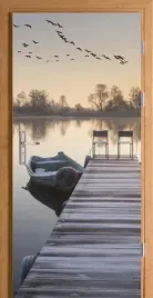 naklejka-fototapeta-na-drzwi-pomost-jezioro-zachod