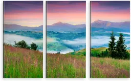 tryptyk-obraz-na-sciane-gory-panorama-mgla-karpaty