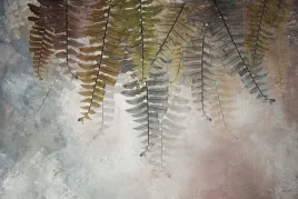 fototapeta-liscie-paproci-natura-kolor-beton