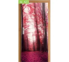 fototapeta-naklejka-na-drzwi-las-jesien-czerwony