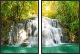 obraz-plakaty-dyptyk-60x40-wodospad-las-natura