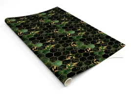 samoprzylepna-folia-zielone-heksagony-zloto-120x60
