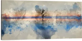 obraz-panorama-do-sypialni-drzewo-akwarela-120x40