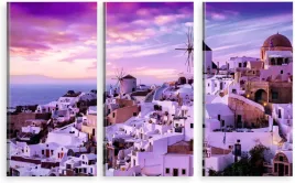 tryptyk-obraz-na-sciane-grecja-santorini-zachod