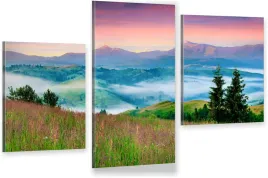 tryptyk-obraz-na-sciane-gory-panorama-mgla-karpaty