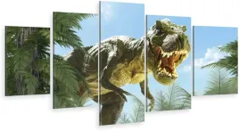 tryptyk-5-czesci-na-sciane-dinozaur-liscie-980-wz