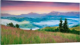 obraz-na-plotnie-panorama-karpaty-gory-mgla-120x60