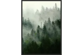 obraz-plakat-40x30-las-we-mgle-mgla-natura-drzewa