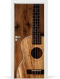 folia-fototapeta-na-drzwi-ukulele-stare-drewno