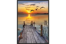 obraz-plakat-dekoracyjny-scienny-40x30-pomost-jezioro-zachod-slonca