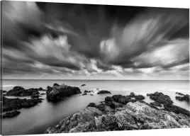obraz-na-plotnie-plaza-czarno-bialy-110x70