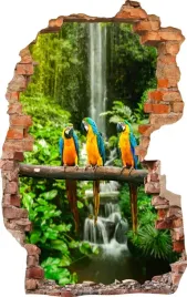 naklejki-na-sciane-fototapeta-dziura-530-papugi