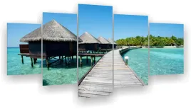 tryptyk-5-czesci-na-sciane-bali-domki-ocean-most