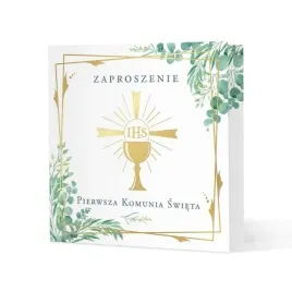 zaproszenia-na-komunie-zloty-kielich-eukaliptus-14x14-cm-10-szt