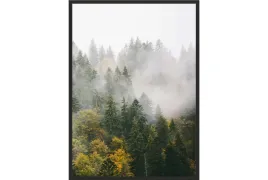 obraz-plakat-70x50-las-we-mgle-drzewa-jesien