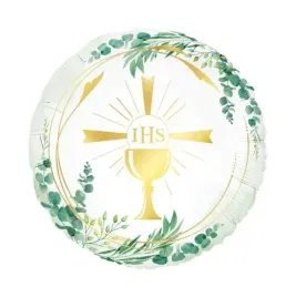 balon-foliowy-okragly-45-cm-zloty-kielich-ihs-eukaliptus-komunia