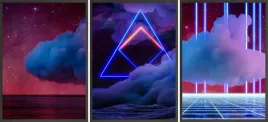 postery-ramki-3x-33x43-neon-nowoczesny-abstrakt