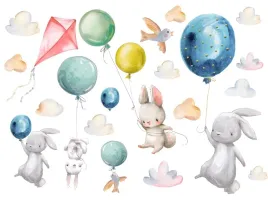 naklejki-dla-dzieci-na-sciane-kroliczki-balony-kolorowe-krolik