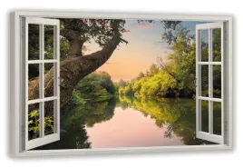 obraz-widok-przez-okno-jezioro-mazury-120x80