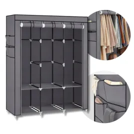 szafa-songmics-materialowa-trzydrzwiowa-szara-1299-x-167-x-45-cm