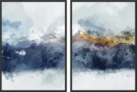 obraz-plakaty-50x70-dyptyk-gory-akwarela-niebieski