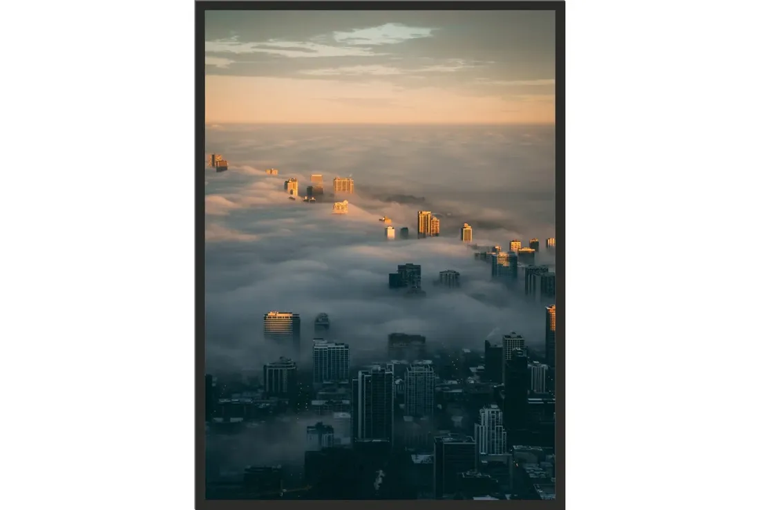 obraz-plakat-40x30-miasto-drapacze-chmur-mgla