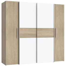 szafa-ubraniowa-do-sypialni-przesuwna-200-cm-szerokosci-biala-z-drewnem
