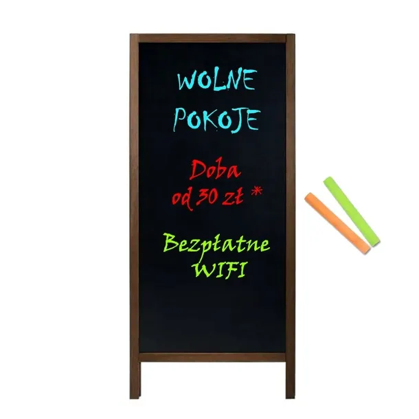 POTYKACZ STOJAK REKLAMOWY KREDOWY DWUSTRONNY DREWNO BRĄZ XXL GRATIS 170x72