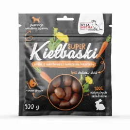 syta-micha-super-kielbaski-dla-psa-z-krolikiem-marchewka-i-mniszkiem-100g