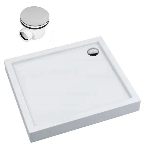 POLSKI BRODZIK AKRYLOWY 80x70 wys. 14 cm + SYFON