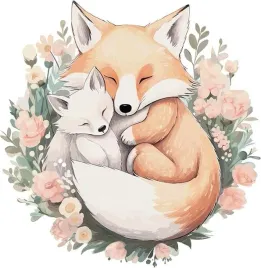 naklejka-scienna-do-pokoju-dzieciecego-xl-motyw-mama-lis-58x58-cm