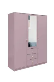 szafa-z-lustrem-150-trzydrzwiowa-3-szuflady-zlote-uchwyty-rainbow-ii-sliwka