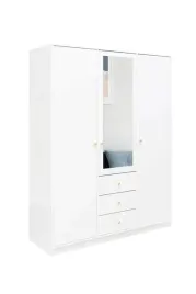 biala-szafa-z-szufladami-z-lustrem-150-trzydrzwiowa-zlote-uchwyty-rainbow